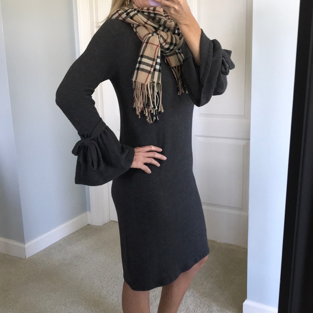 Charcoal Bell Sleeve Dress - Picture 2 of 8